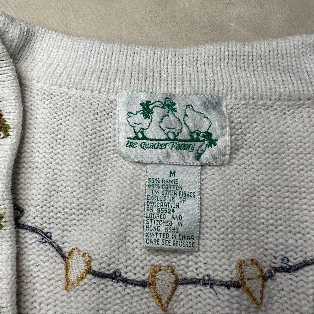 Funky fall angel grandma cardigan with checkerboard pattern details / medium - Picture 3 of 9
